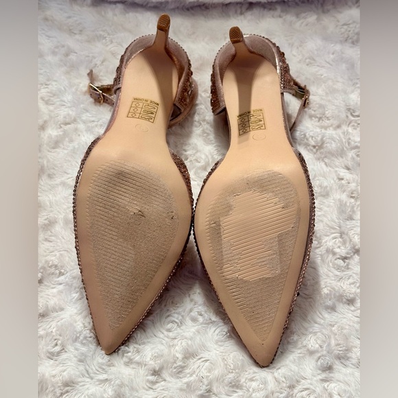 Lauren Lorraine Sparkling Rose Sling Back Pointy Toe Heels - Picture 9 of 13